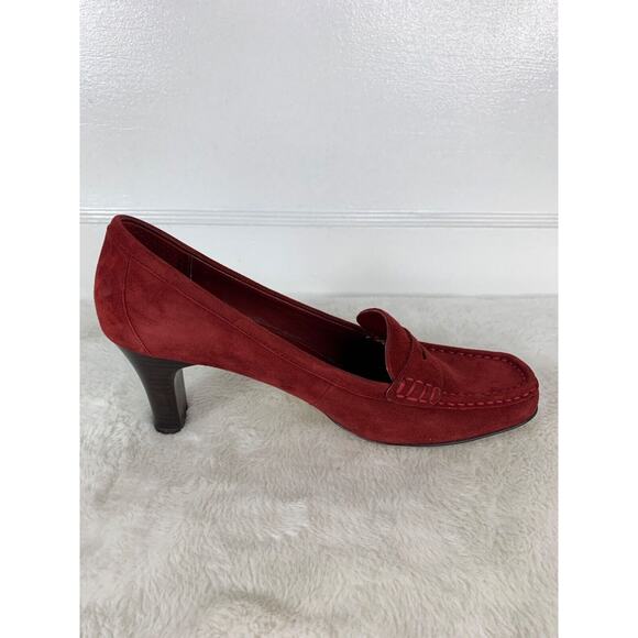AK Anne Klein Iflex Womens Red Suede Loafers heels Size 9.5M - Picture 5 of 9